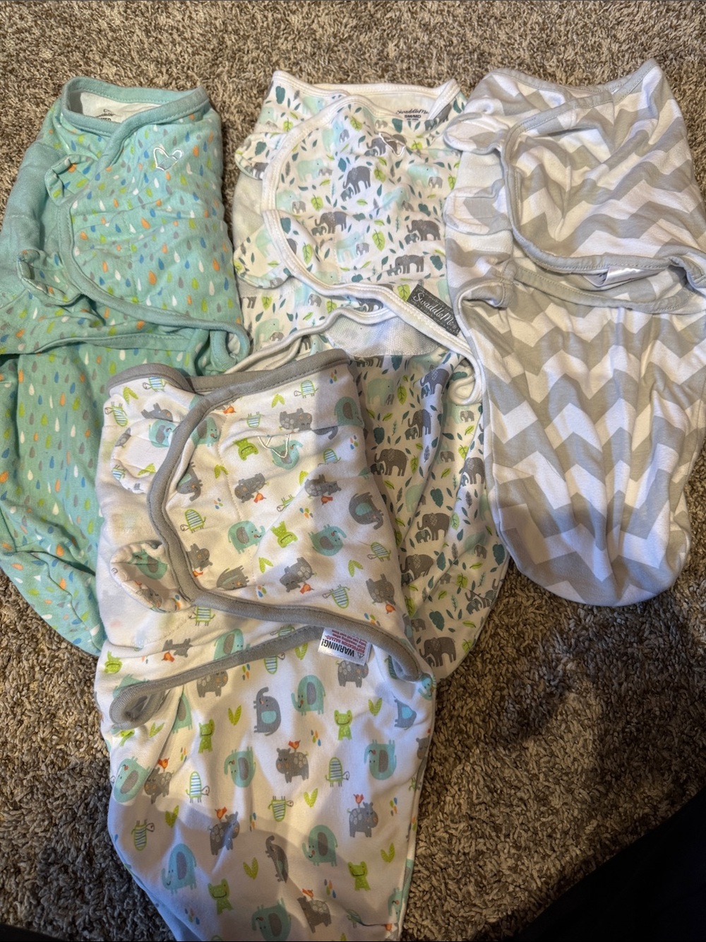 SwaddleMe Baby Swaddle Set in Mint, Gray, White